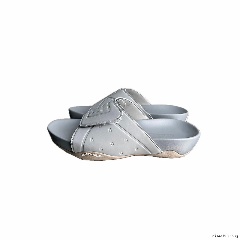 Balenciaga B Embossed Trendy Light Grey Slippers