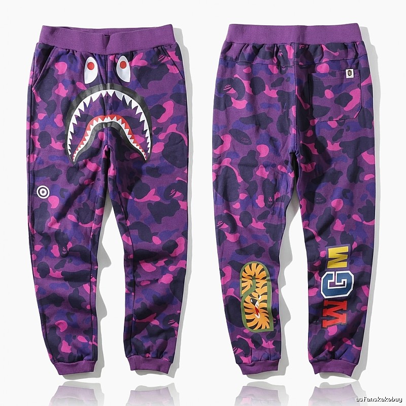 Bape Shark Camouflage Style Purple Pants