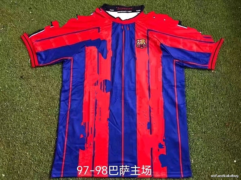 Barcelona Monogram Retro soccer jersey Blue Red Barcelona for Casual Outfits