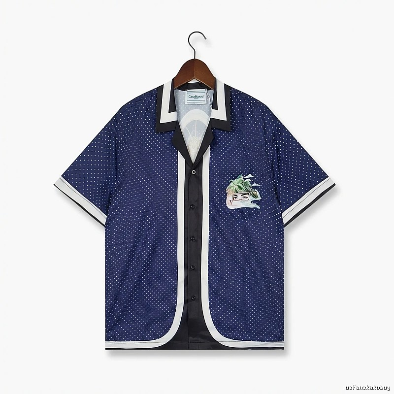 Casablanca polka dot retro blue shirt