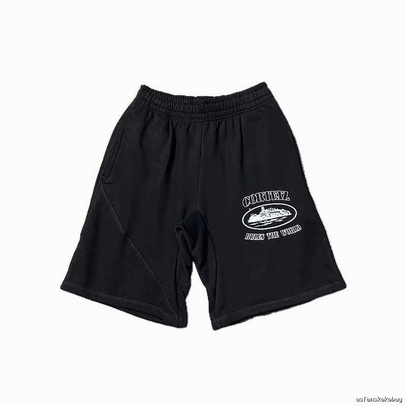 Corteiz retro-style black shorts
