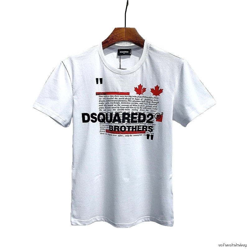 DSQUARED2 Maple Leaf Print Street Style White T-Shirt