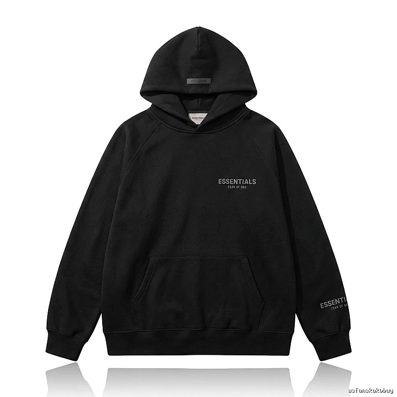 ESSENTIALS minimalist style black hoodie