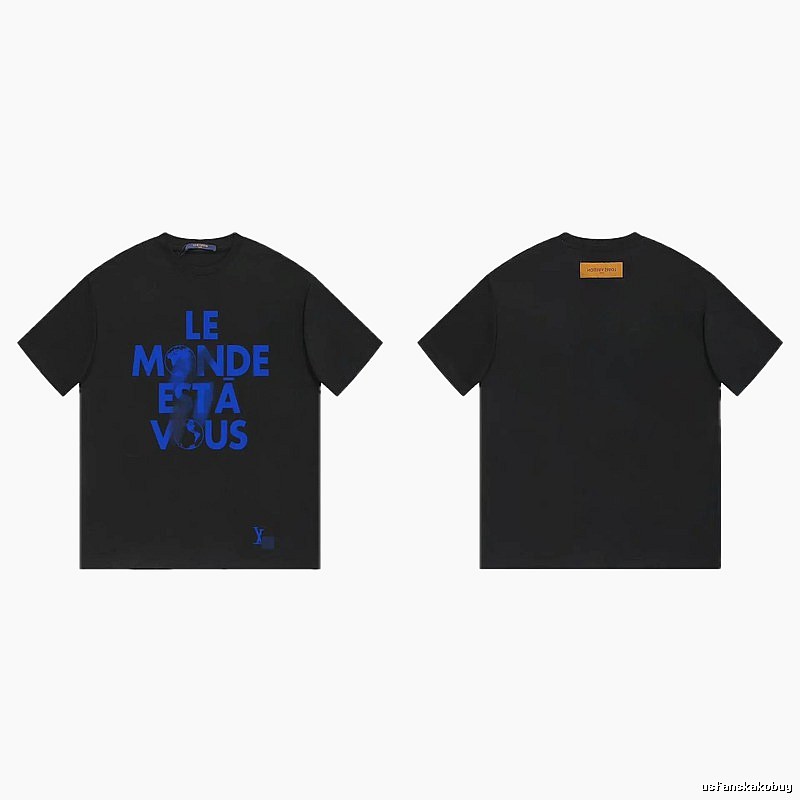 Louis Vuitton Letter Print Trendy Cool Black T-Shirt