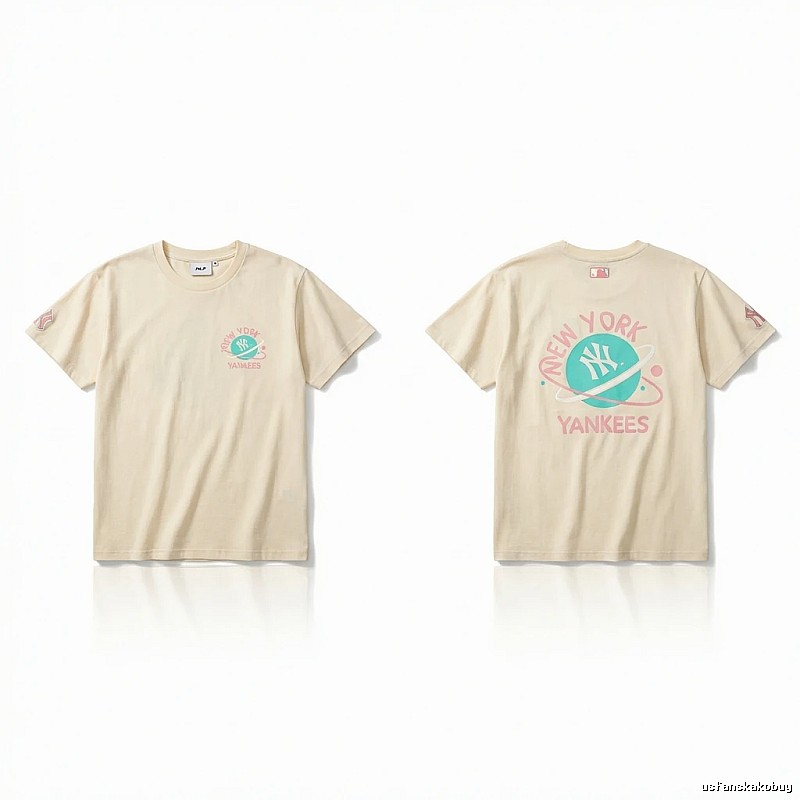 MLB New York Yankees trendy brand beige T-shirt