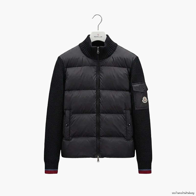 Moncler knitted and spliced black down jacket