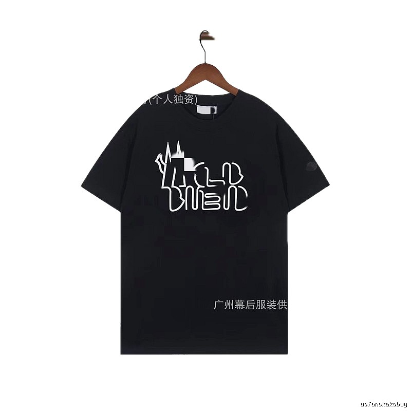 Moncler Neon Print Trendy & Cool Black T-Shirt