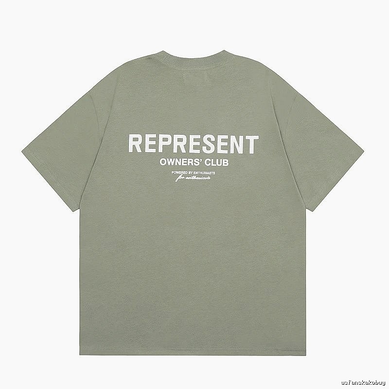 Represent Army Green Style 868 Owners Club T-Shirt Signature Detail Logo