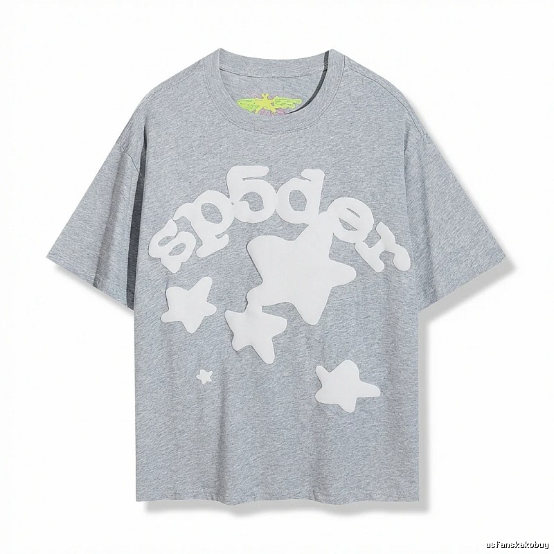 Sp5der Gray T-shirt with Star Print