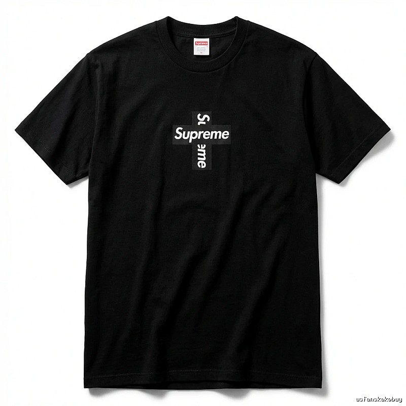 Supreme Cross Trendy brand Black T-shirt