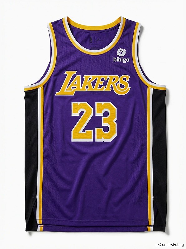 The retro-style No. 23 jersey of the Los Angeles Lakers.