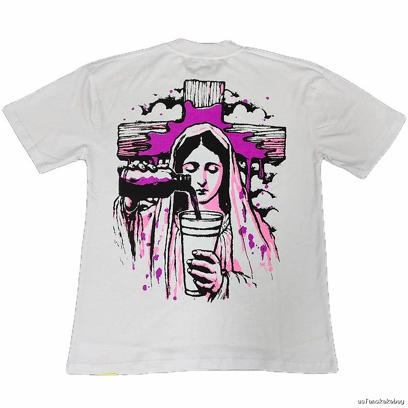 American Streetwear Brand Virgin Mary Printed Street Style White T-Shirt