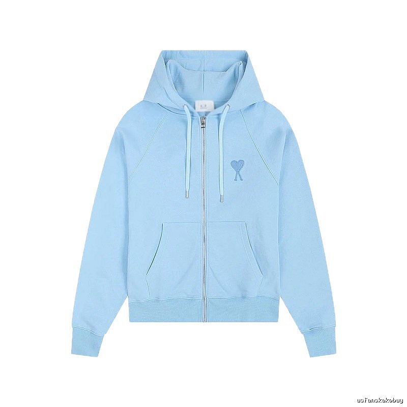 AMI Love Embroidery Light Blue Hoodie