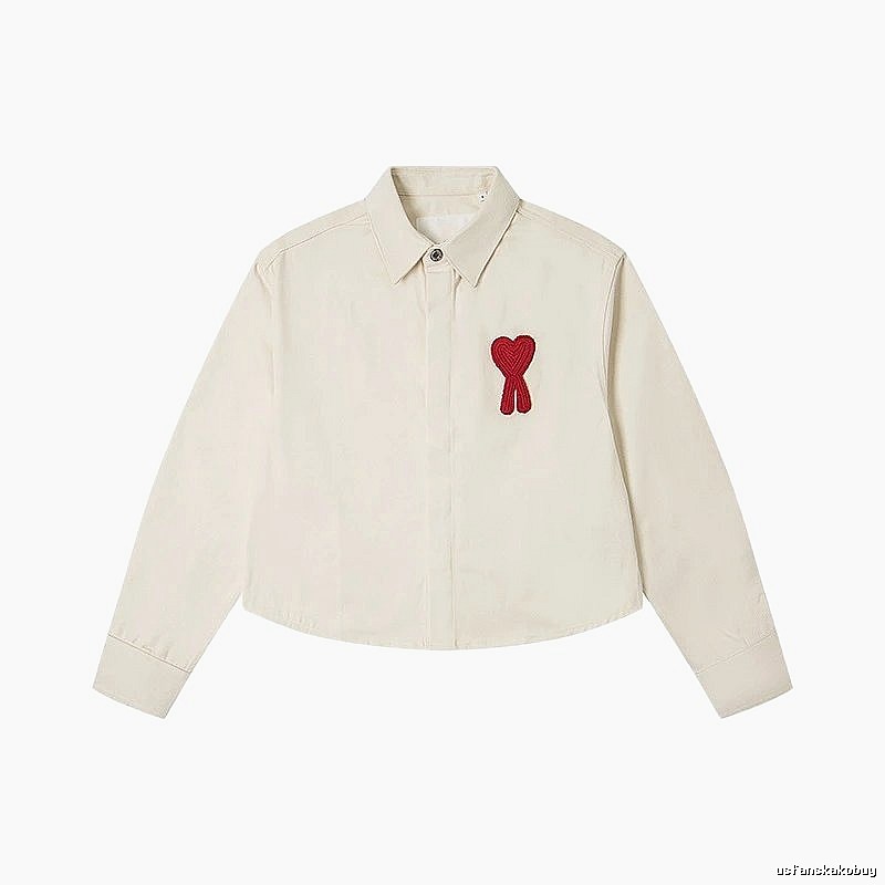 AMI Love Embroidery Minimalist Style White Shirt