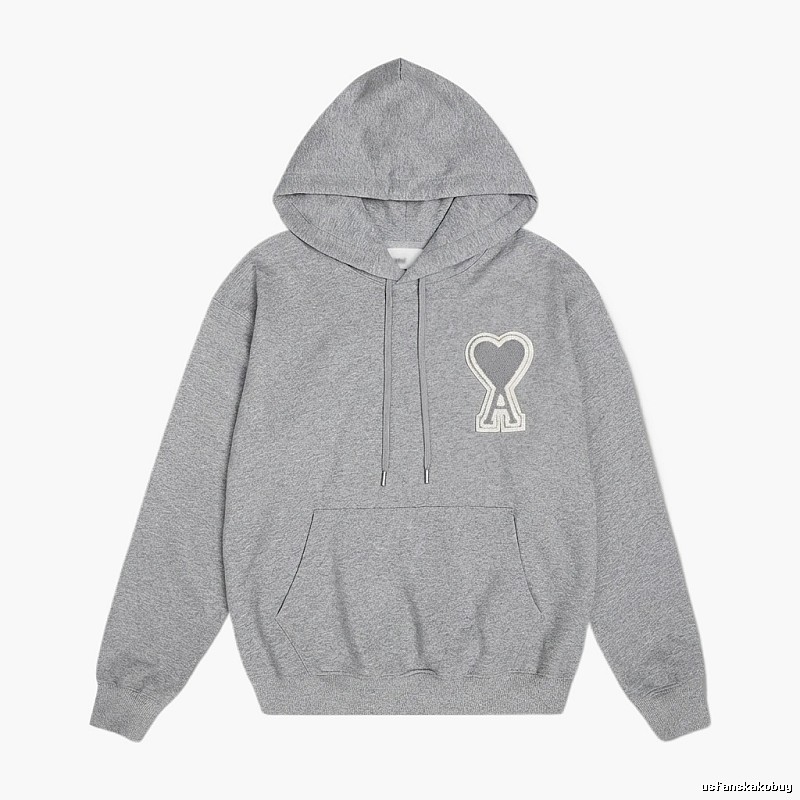 AMI Love Minimalist Style Grey Hoodie