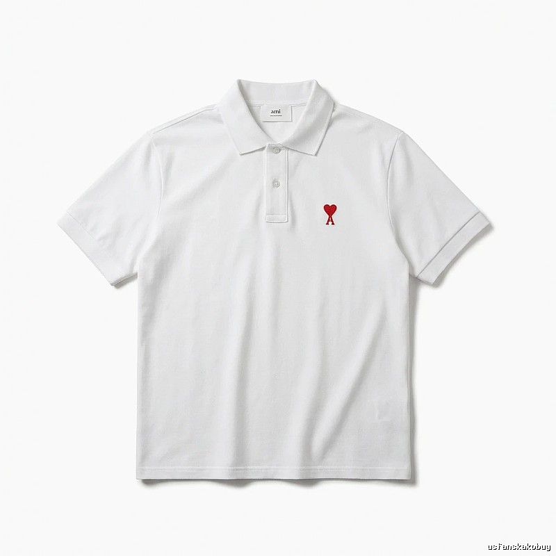 AMI Love Simple White Polo Shirt