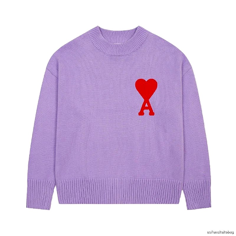 Ami Paris Casual Heart logo sweater Green Knit Top for Streetwear Looks