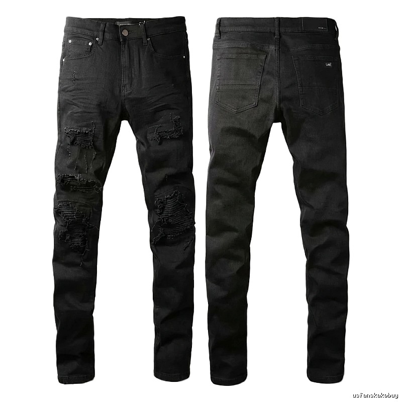 AMI Ripped and Trendy Cool Black Jeans