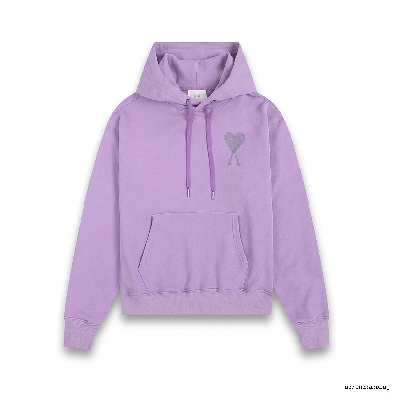 AMI series minimalist style purple hoodie