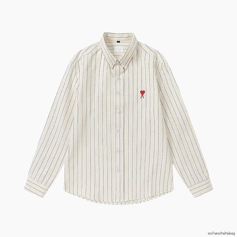 AMI Stripe Minimalist Style White Shirt