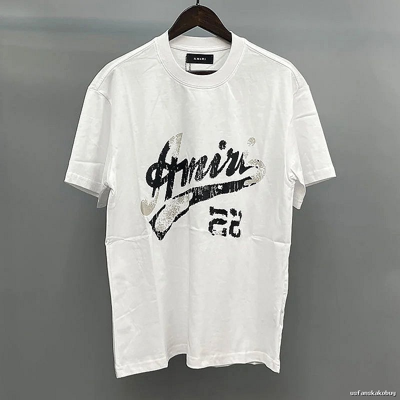 Amiri Black Lettering With Slash Detail White Records Graphic T-Shirt Resort Wear