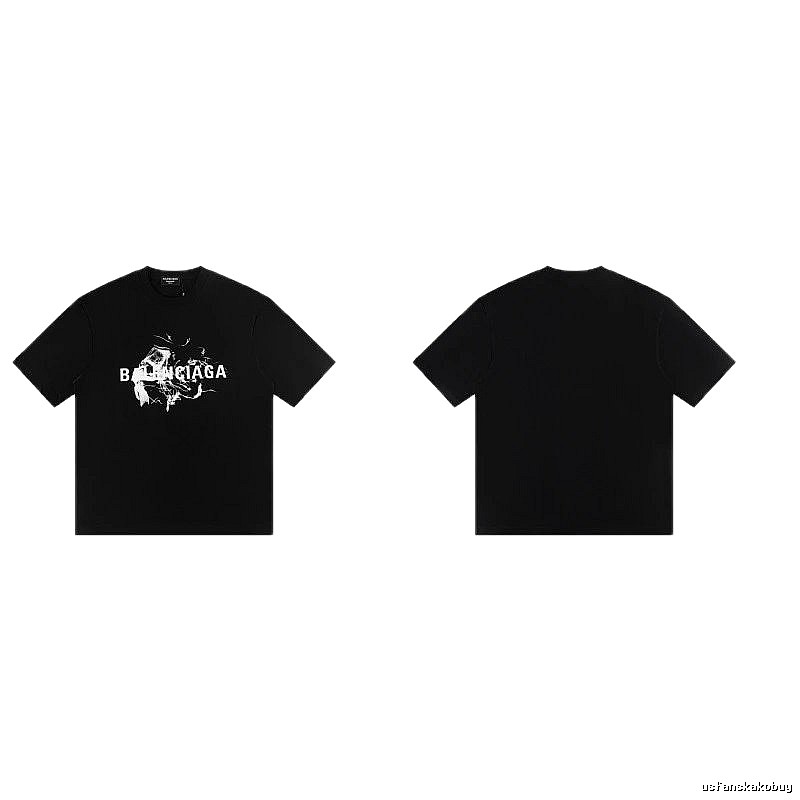 Balenciaga Distressed Print Cool Trendy Black T-Shirt
