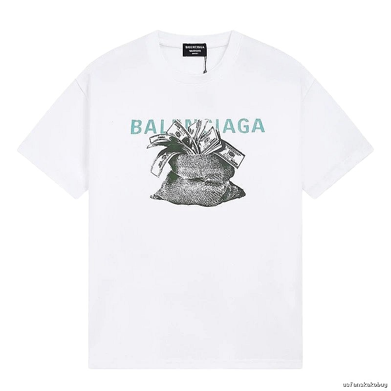 Balenciaga Dollar Bill Print Street Style White T-Shirt