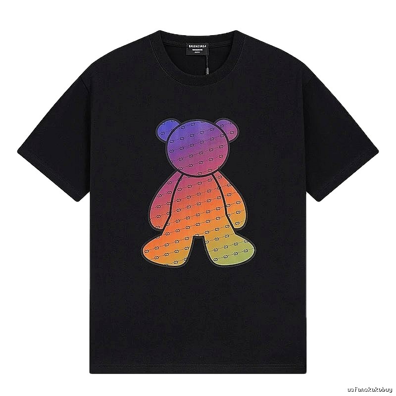 Balenciaga Rainbow Bear Short-sleeve Shirt