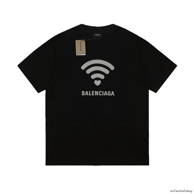 Balenciaga WiFi Printed Trendy Black T-shirt
