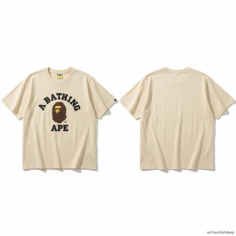 Bape Ape Head Minimalist Style Beige T-shirt