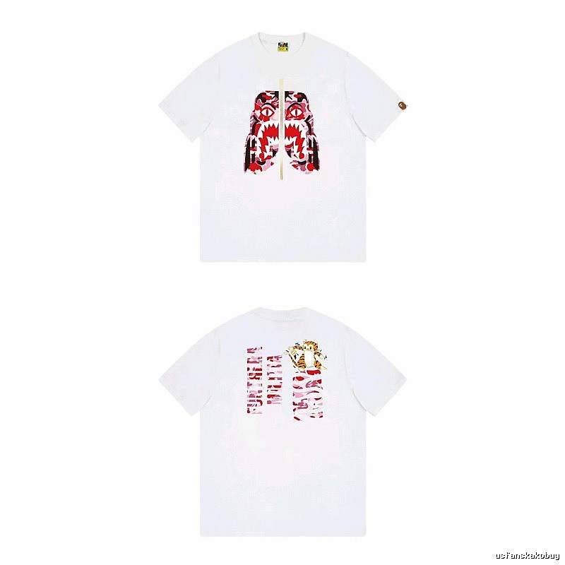 Bape Shark Camouflage Style White T-shirt