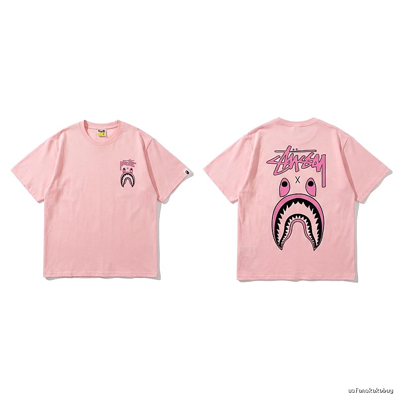 Bape Shark Pink Streetwear Short-sleeve Shirt