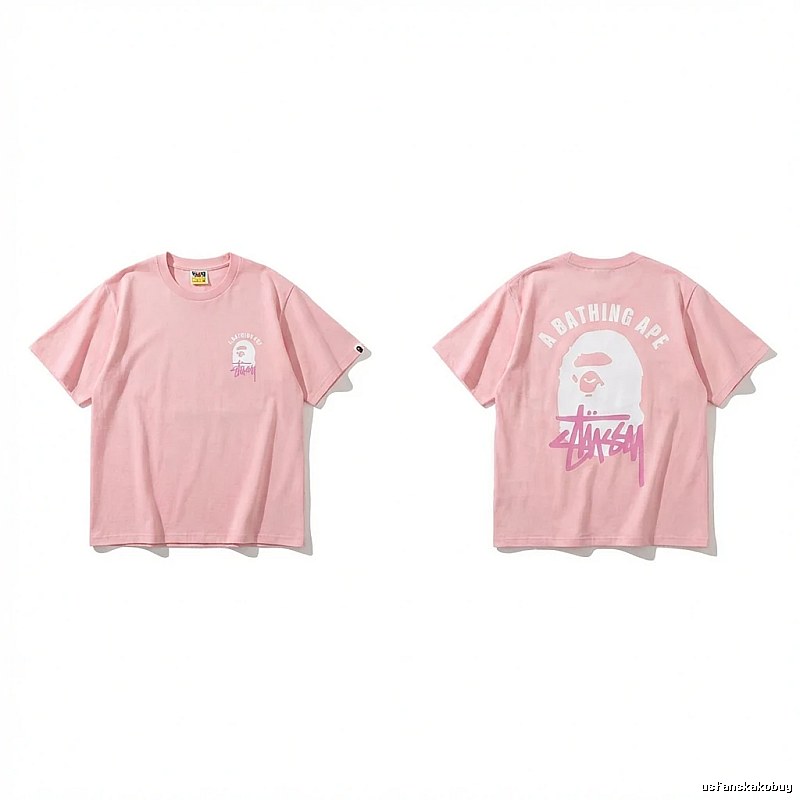 Bape trendy brand pink T-shirt
