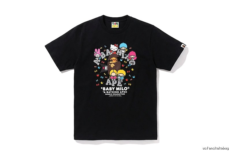 Black T-shirt with Bape cartoon prints