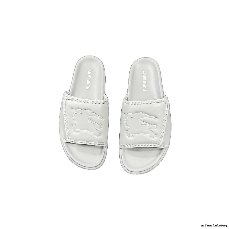 Burberry Equestrian Knight Collection Minimalist Style Light Grey Slide Sandals