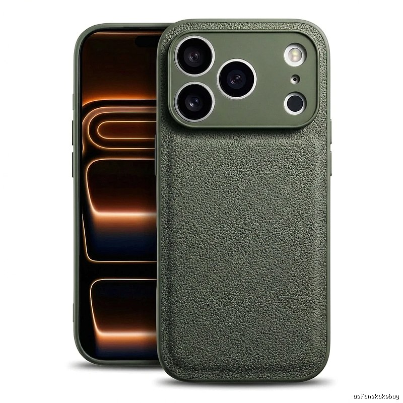 CASETiFY Leather Style Olive Green iPhone Case