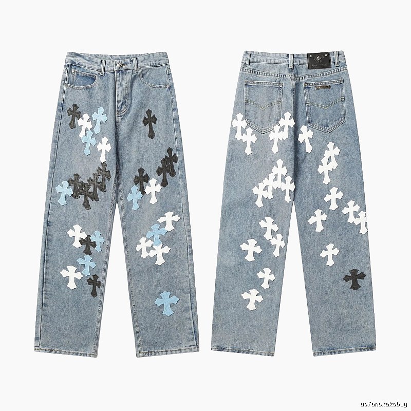 Chrome Hearts Compact Graphic jeans Light Denim Jeans for Sport-Inspired Styling