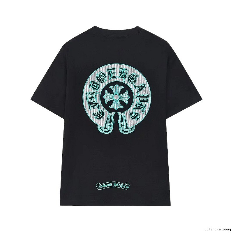 Chrome Hearts Cross Embroidered Vintage Style Black T-Shirt