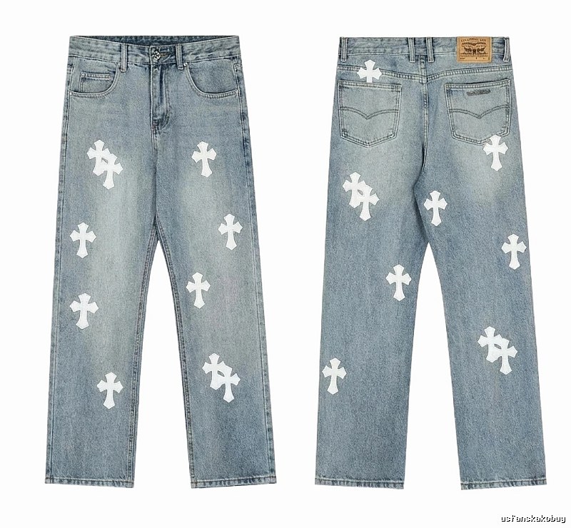 Chrome Hearts Cross Light Blue Jeans
