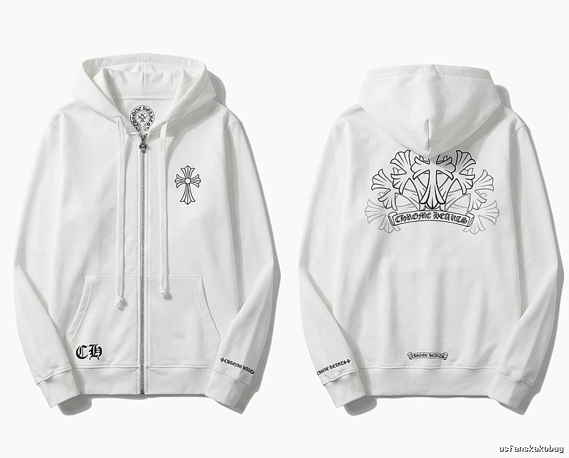 Chrome Hearts Cross Trendy and Cool Style White Sweatshirt