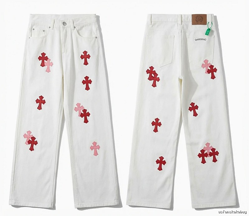 Chrome Hearts Cross Trendy and Cool White Jeans