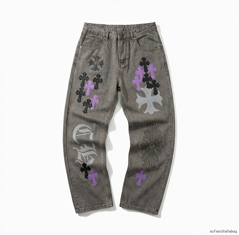 Chrome Hearts Cross Vintage Style Grey Pants