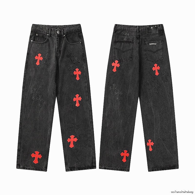 Chrome Hearts Premium Style Graphic jeans Light Denim Jeans for Minimal Outfits