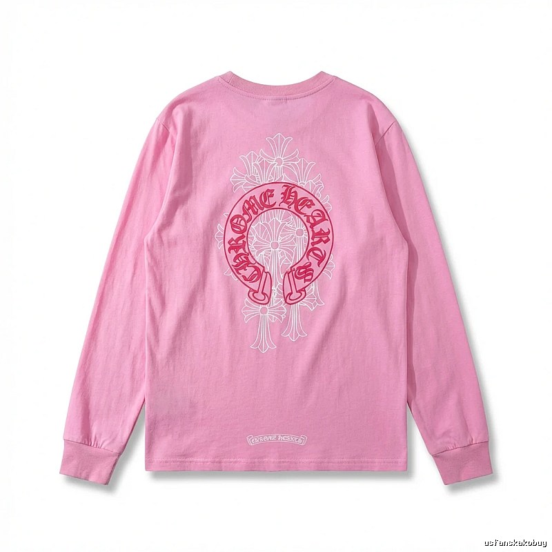 Chrome Hearts Printed Fashionable Pink Long-sleeved Shirt