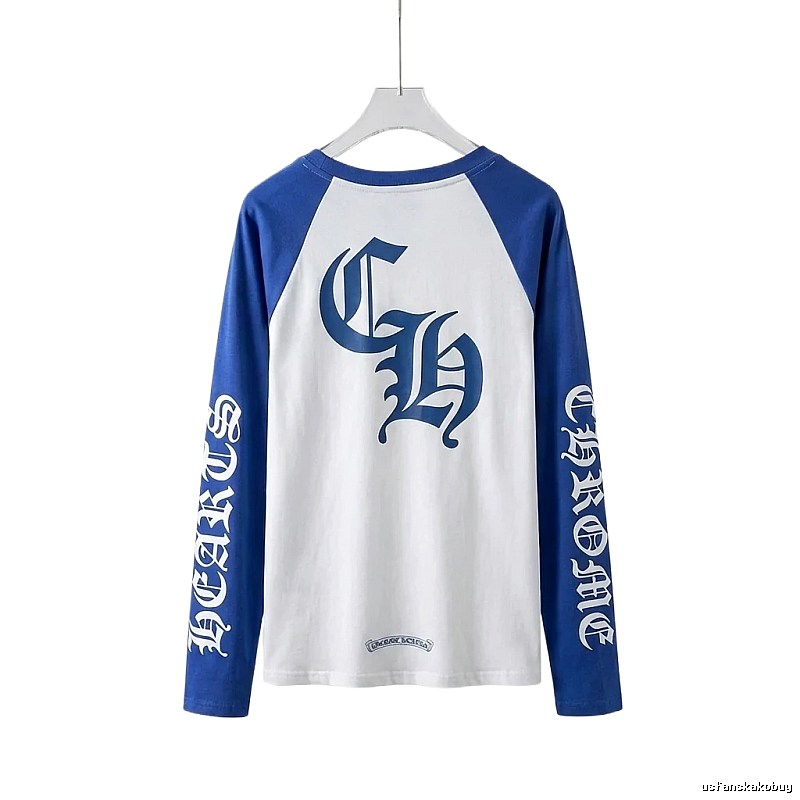 Chrome Hearts retro-style blue and white long-sleeved shirt