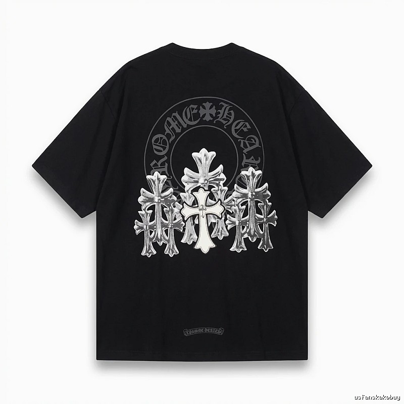Chrome Hearts Silver Cross Black T - Shirt