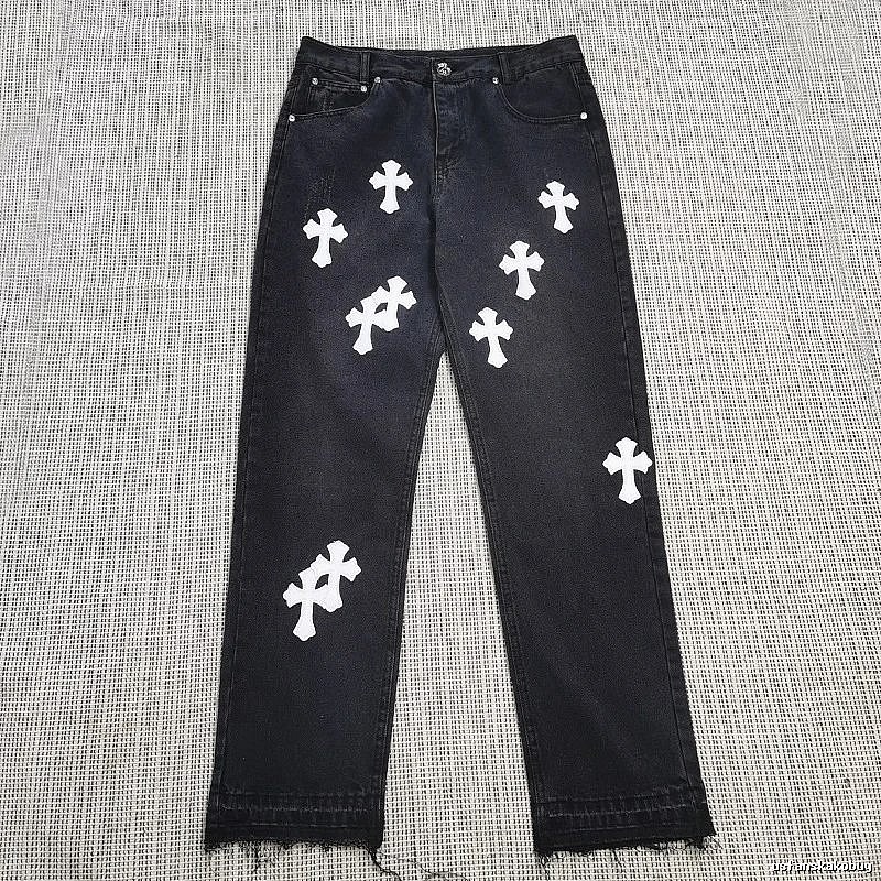 Chrome Hearts Travel Cross patch jeans White Jeans Black with Modern Look