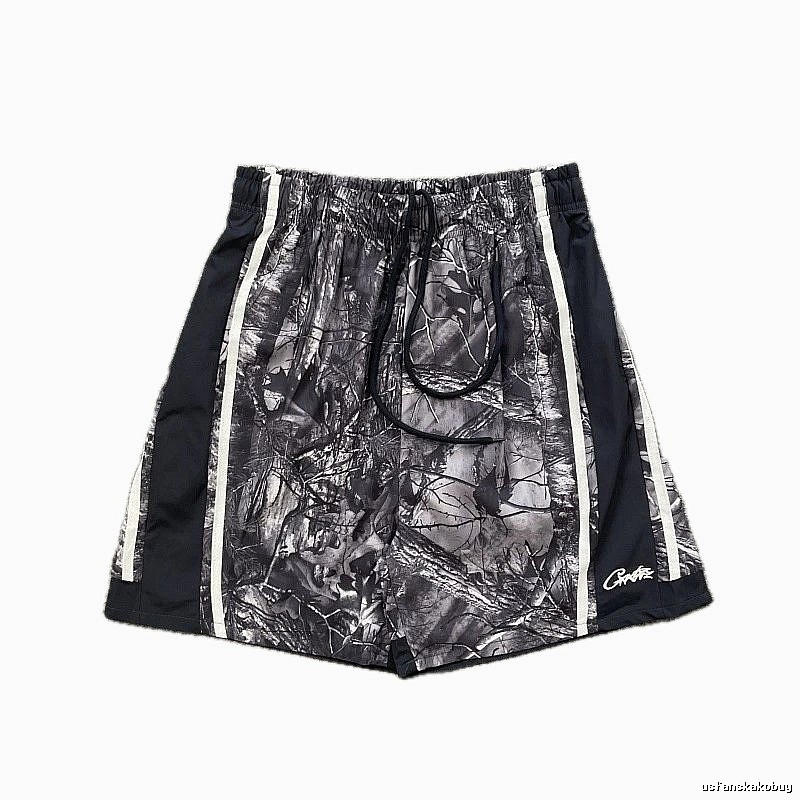 Corteiz Camouflage Collection Street Style Black and Grey Shorts