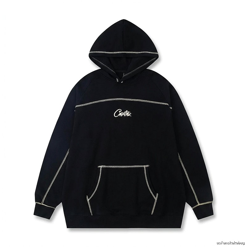 Corteiz Embroidered Simple Style Black Sweatshirt