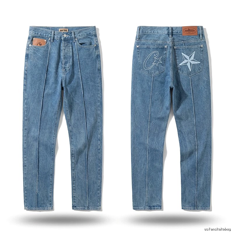Corteiz star embroidery denim blue jeans